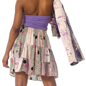 1980S Purple Printed Skirt, Top & Jacket Ensemble Made From Japanese Kimono Silk image 8