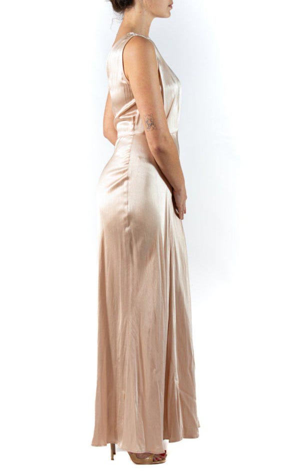 1990s GHOST Champagne Viscose Crepe Back Satin Go… - image 2