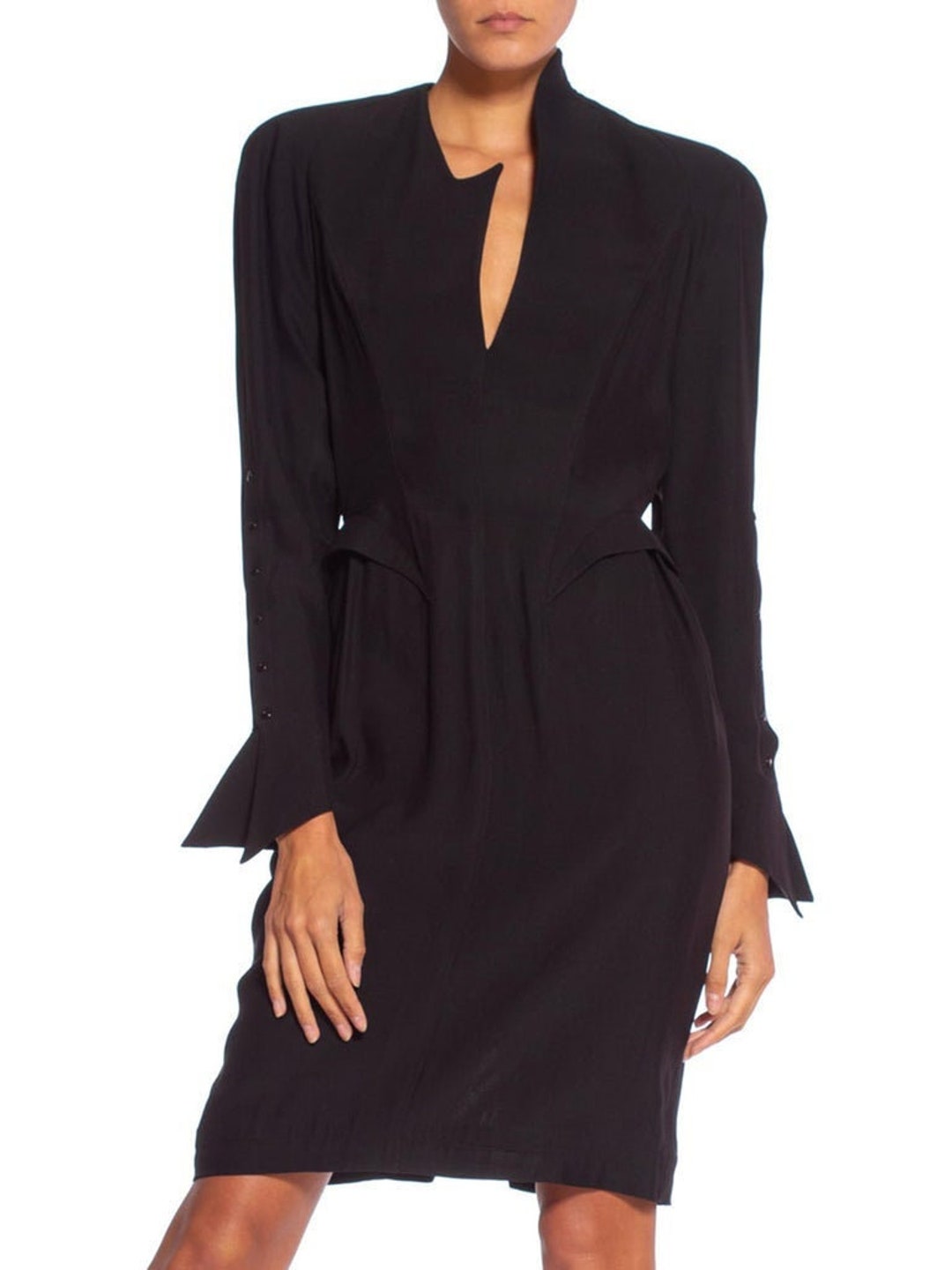 Stunning Black Silk Long Sleeve Dress Pictures