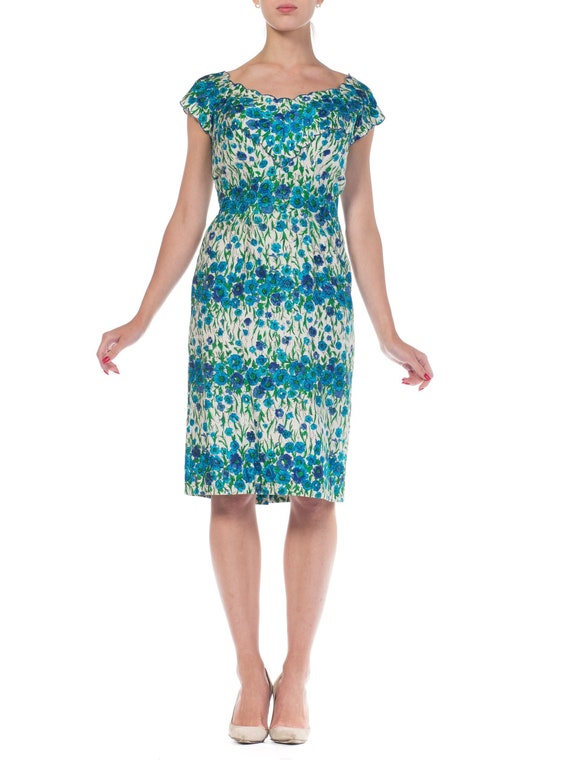 1950S Blue & Green Floral Cotton Alix Of Miami Sex