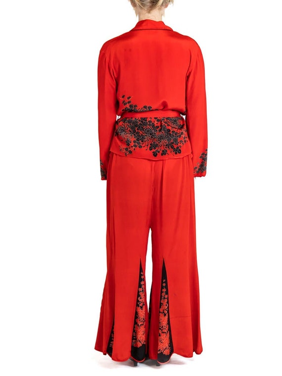 1920S Cherry Red Blossom Silk Pajamas Gem