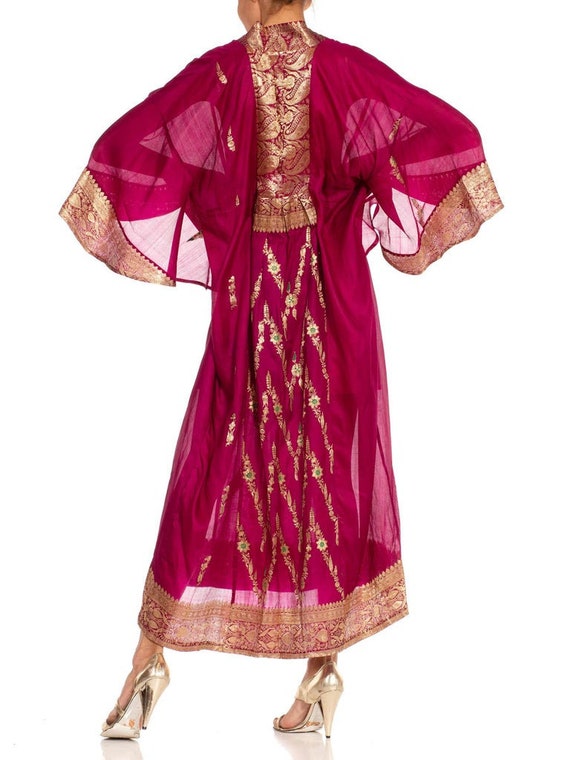 Morphew Collection Fuchsia  Gold Silk Kaftan Made… - image 4