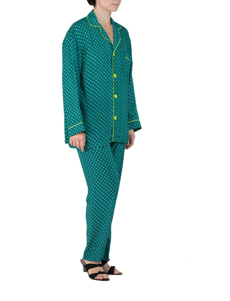 Pyjamas Strings Morphew Collection Sea Green Polka Dot Print Cold Rayon Bias Draw ...