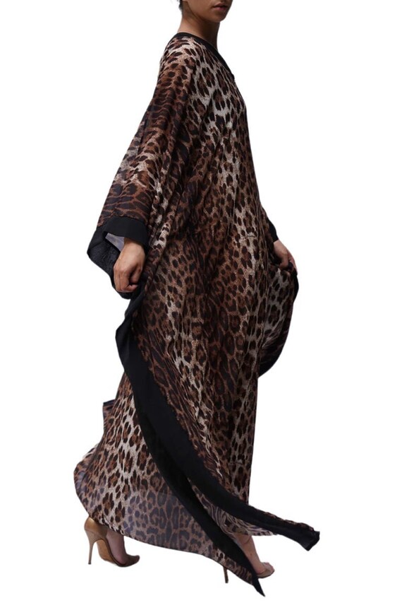 2000S Roberto Cavalli Leopard Print Black Chiffon… - image 8