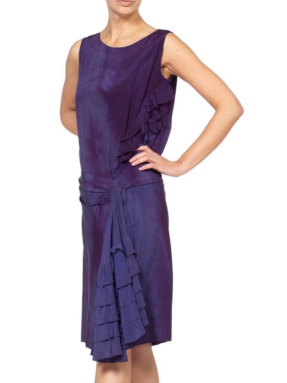 1920'S Purple Silk Draped Ruffle Flapper Cocktail… - image 6