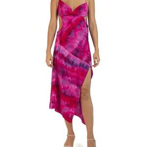 Morphew Collection Pink Purple Silk Ice Dyed Patchwork Dress image 1