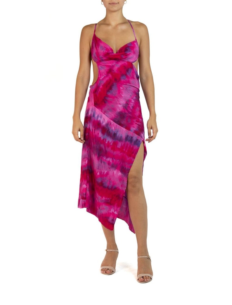 Morphew Collection Pink Purple Silk Ice Dyed Patchwork Dress image 1