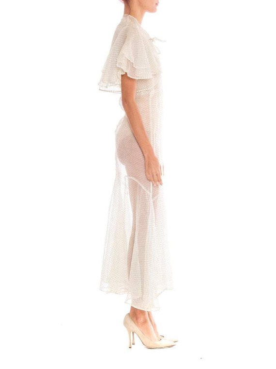 1930S Off White Cotton Organdy Garden Party Dress… - image 3