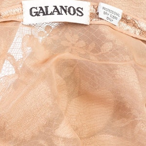 1980S GALANOS Blush Pink Silk Crystal & Sequin Beaded Lace Blouse With Chiffon Pants Evening Ensemble image 5