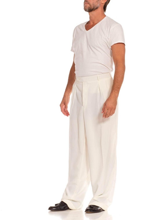 1970S White Polyester Crepe Pants - image 4