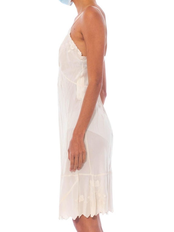 1940S Creme Bias Cut Silk Crepe De Chine Slip Dre… - image 3