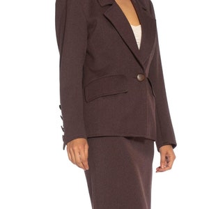1980S Yves Saint Laurent Brown Haute Couture Wool Skirt Suit image 2