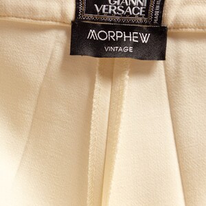 1990S Gianni Versace Cream Wool Crepe Cigarette Pants image 9