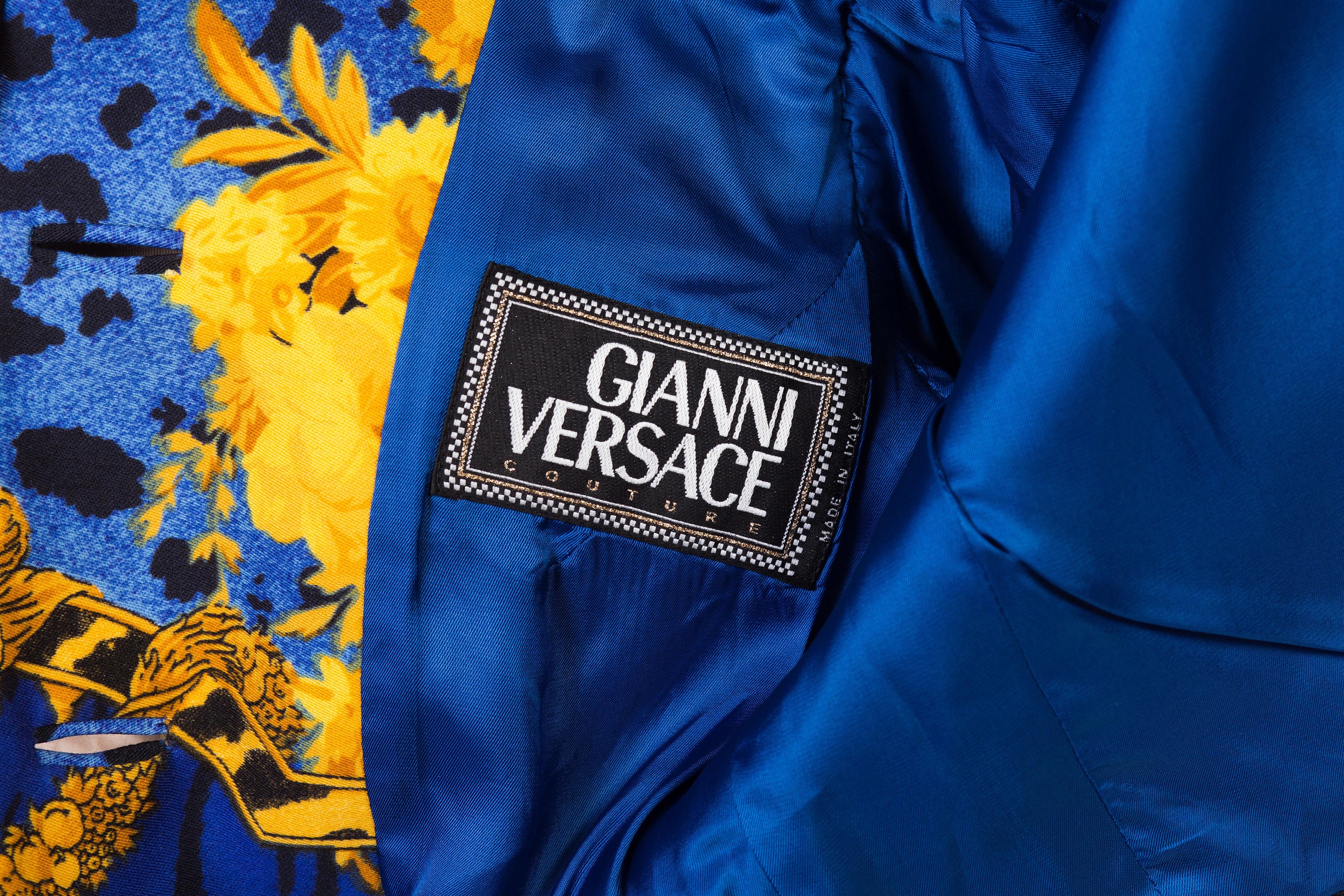 ヴィンテージGianni Versace アニマルプリント ジャケット GIANNI VERSACE Leopard print Faux Fur Velvety Coat size 40 from F