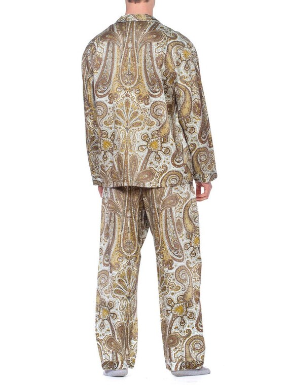 1970S Paisley Cotton Backed Rayon Satin Pajamas S… - image 7