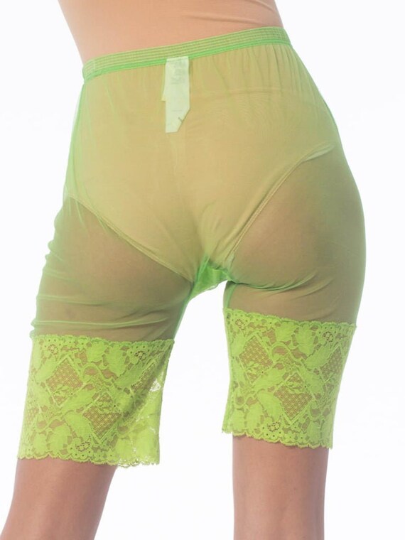 1990S GIANNI VERSACE Lime Green Nylon Net Sheer B… - image 3