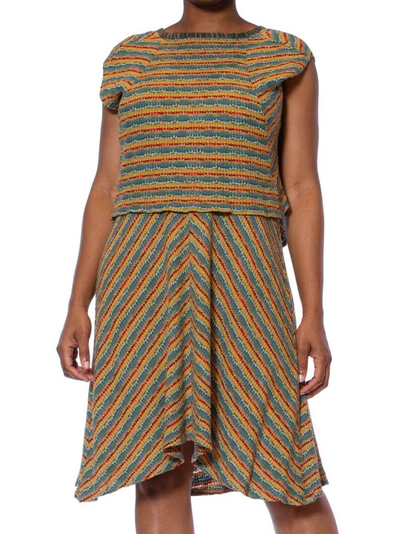 1980S MISSONI Earth Tone Wool Blend Knit Dress With Matching Vest image 5