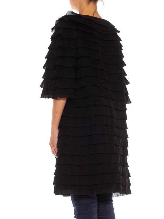 1950S Black Nylon Blend Balenciaga Style Ruffled … - image 4