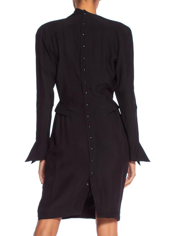 1990'S THIERRY MUGLER Black Silk Long Sleeve Dress - image 7