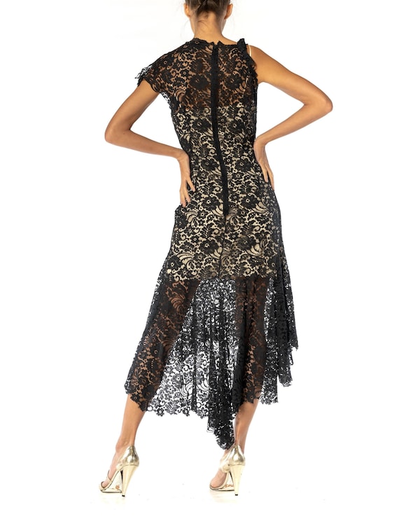 christian dior black lace dress F/W 2000 Christian Dior John Galliano Sheer Black Lace Panels Gown Dress at 1stDibs
