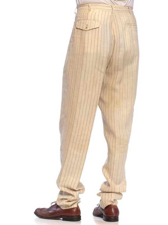 1980S Comme Des Garcons Creme Striped Linen Mens … - image 2