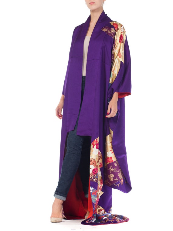 1970S Royal Purple & Gold Japanese Silk  Kimono - image 6