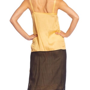 1920'S Yellow & Black Silk Chiffon Slip Dress Meant To Be Worn Under An Evening Top image 9