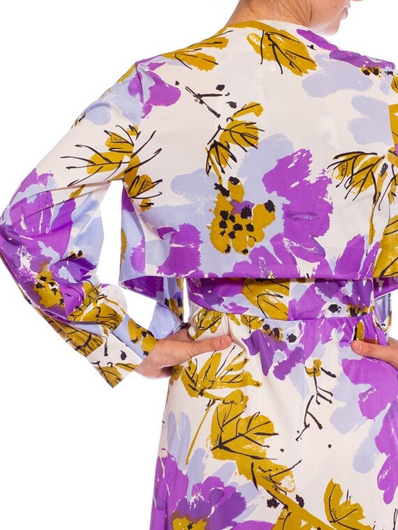 1970S Vera Purple Floral Nylon Tricot Jersey Slip… - image 8
