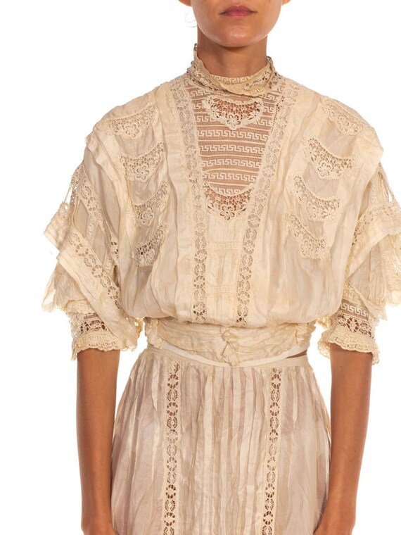 Edwardian Cream Silk Lace Ensemble - image 7