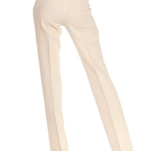 1990S Gianni Versace Cream Wool Crepe Cigarette Pants image 4