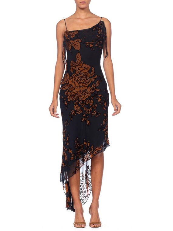 1990 Black & Brown Silk Blend Burnout Velvet John