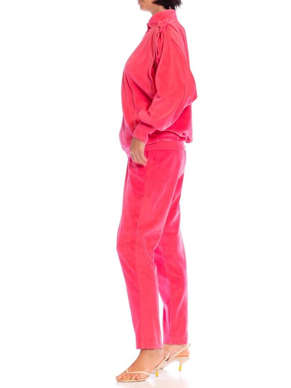 1980S Pierre Cardin Hot Pink Cotton Blend Velour … - image 2