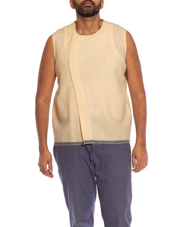 Victorian Cream Wool Asymmetrical Button Up Sleev… - image 2