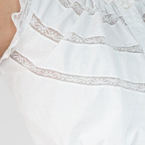 Victorian White Cotton Corset Cover Top With Insertion Lace image 6