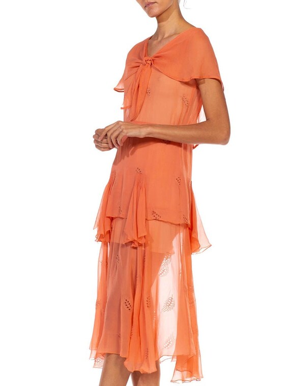 1920S Peach Silk Chiffon Lightweight Easy Summer … - image 7