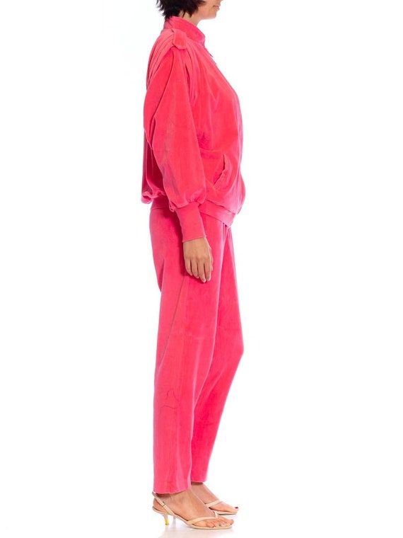 1980S Pierre Cardin Hot Pink Cotton Blend Velour … - image 3