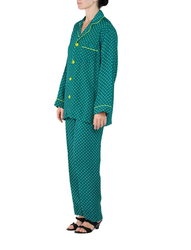 Pyjamas Strings Morphew Collection Sea Green Polka Dot Print Cold Rayon Bias Draw ...
