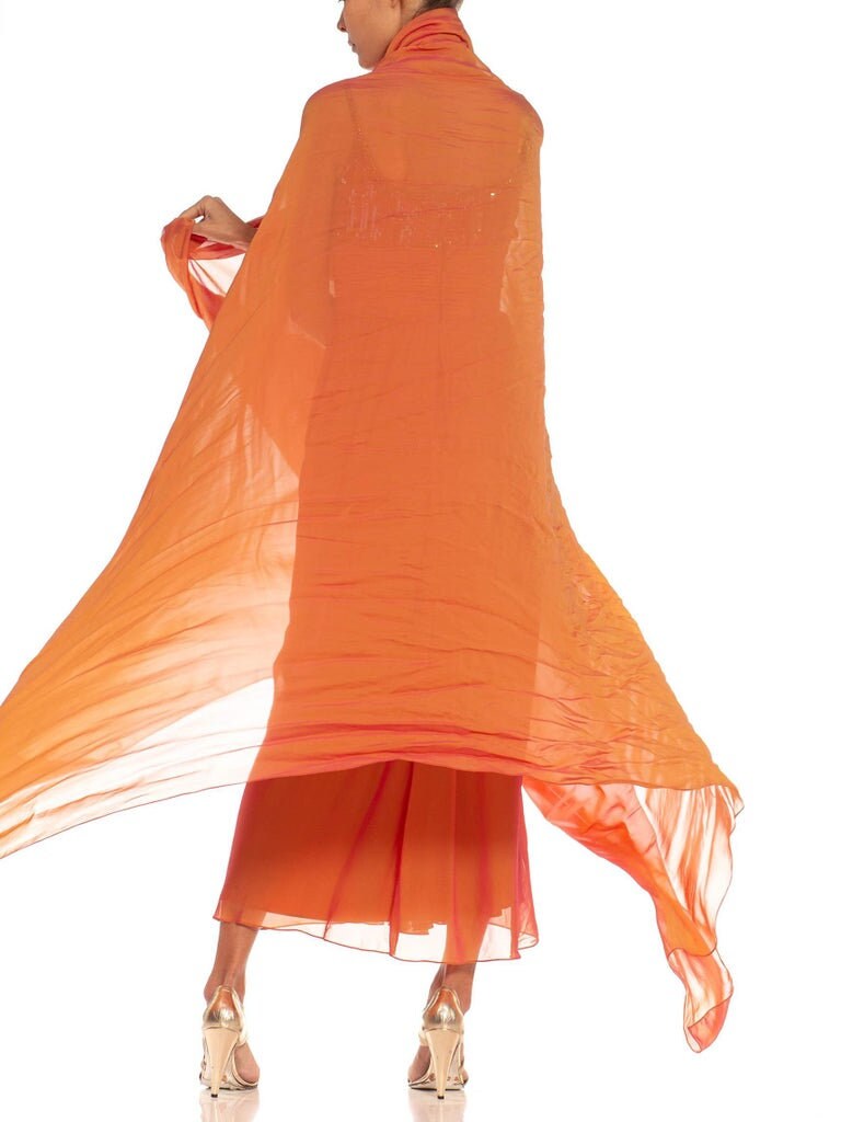 open lace back dress Bob Mackie Orange Wool Maxi Dress main image 0