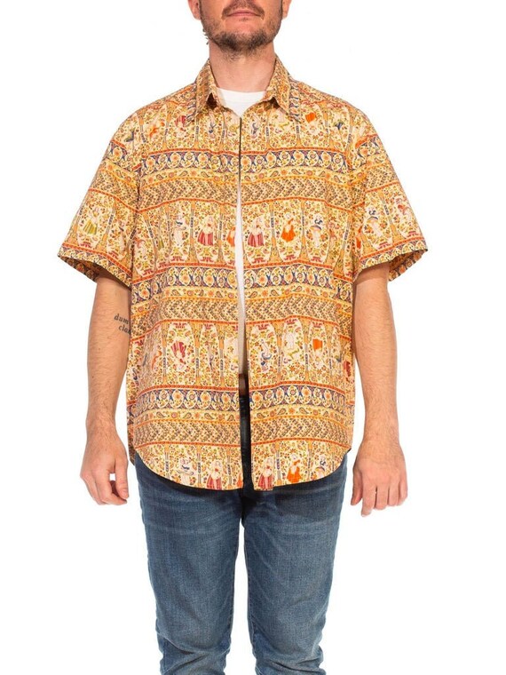 1990S Cotton Men's Tropical Pin-Up Girl Shirt