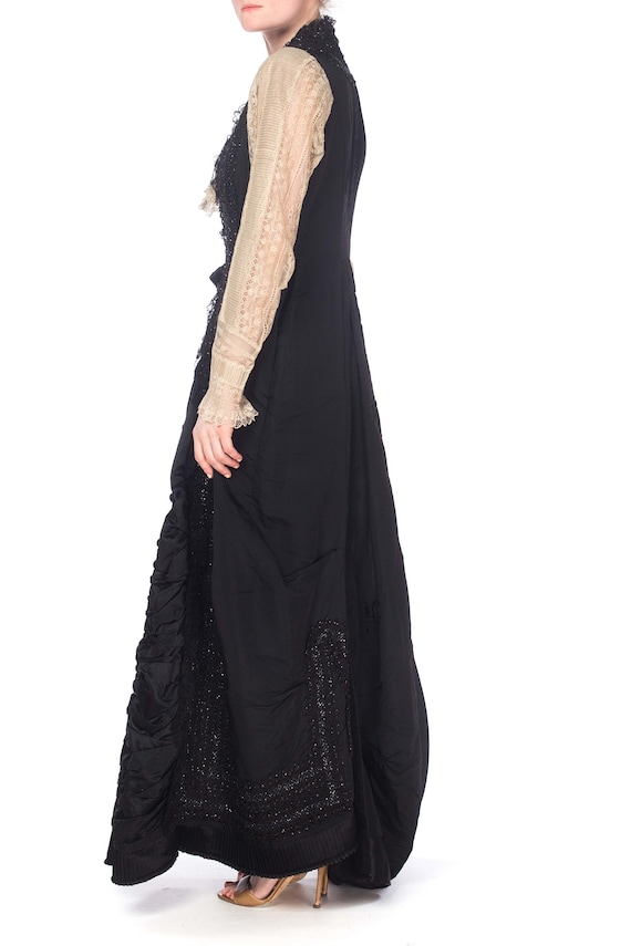 Victorian Black & White Haute Couture Silk Organd… - image 3