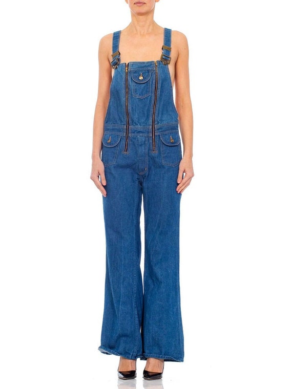 1970S Blue Cotton Denim Jean Overalls