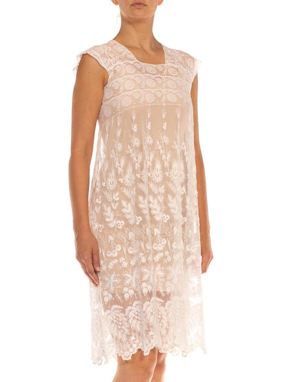 Edwardian White Lace Baby Doll Sleeveless Dress - image 2