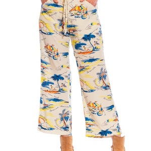 1940S Rayon Florida Themed Tropical Beach Pants image 3