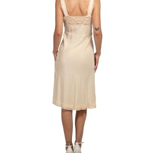 1940S Cream Bias Cut Silk Crepe De Chine Slip With Lace Detail At Top And Bottom image 5