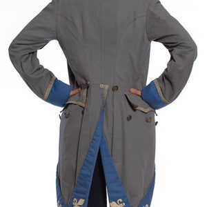 1920S Grey Blue Wool 18Th Century Style Military Frock Coat image 7