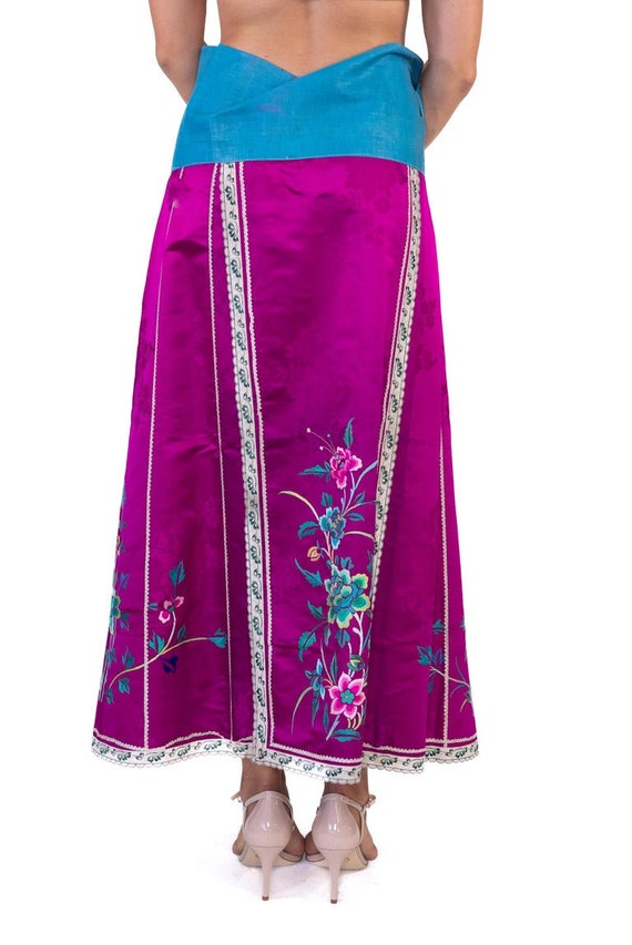 Victorian Fuchia Hand Embroidered Silk Jacquard C… - image 5