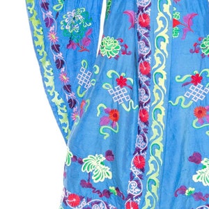 1970S Blue Multicolored Cotton Embroidered Jacket image 7