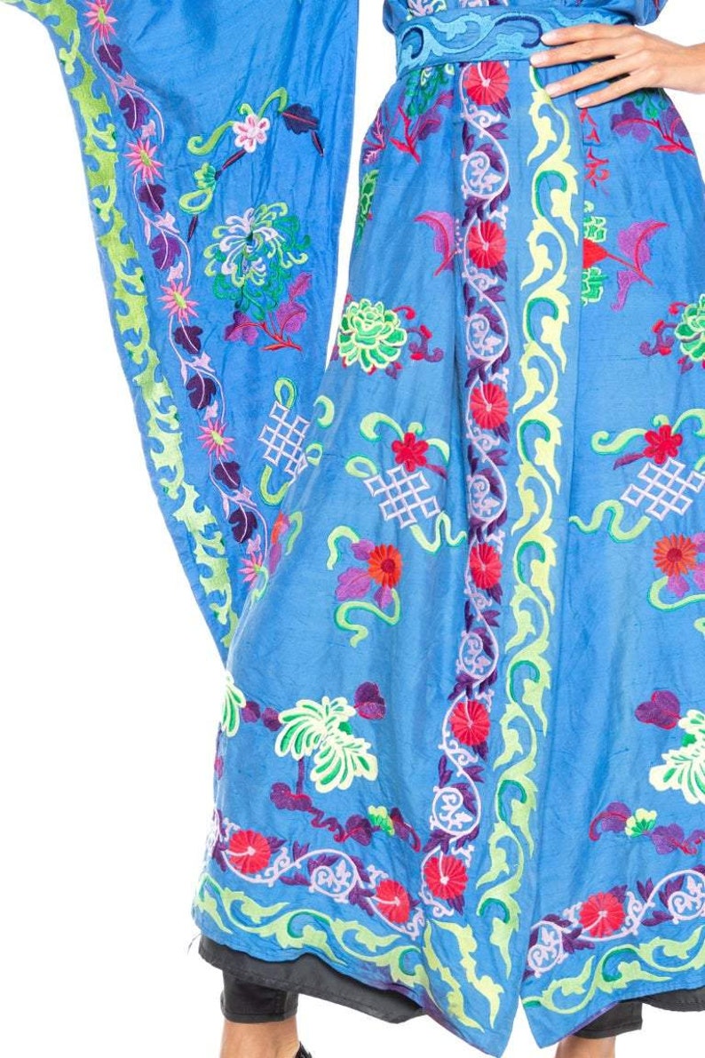 1970S Blue Multicolored Cotton Embroidered Jacket image 7