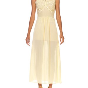 1940S Butter Yellow Rayon Lace Trim Negligee image 6