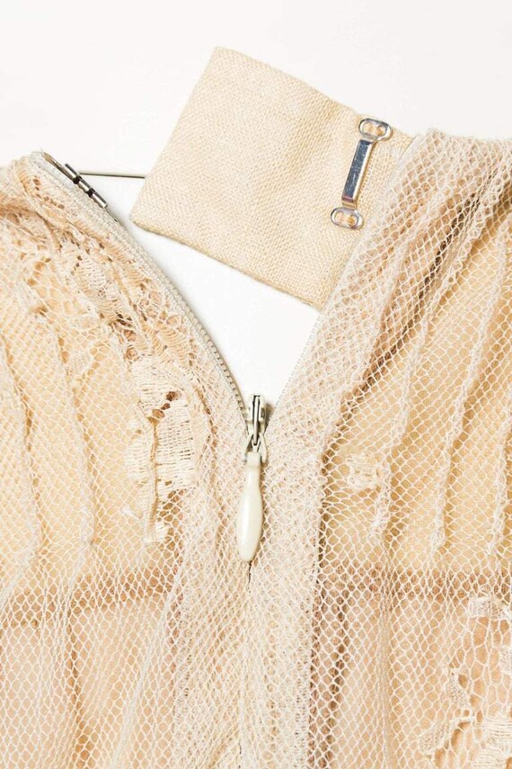 2000S VALENTINO Ecru Silk & Lace Skirt With Hand … - image 8